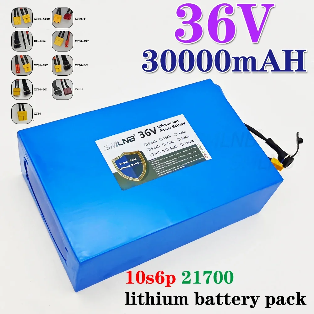 21700 lithium-ion battery with BMS 10S6P battery pack Suitable for bicycles, wheelchairs, outdoor motorcycles 36V 30000mAh