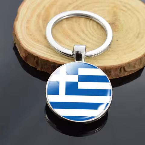 Customise Greece Keychain Key Ring keychains Silver Plated Metal DIY Pendant Accessories Keyrings Jewelry