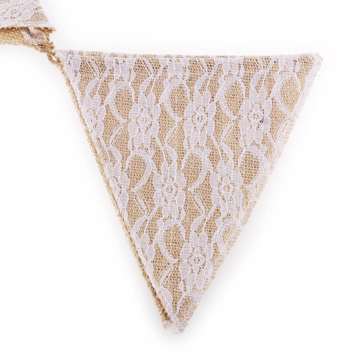 

12Pcs Floral Burlap Lace Triangle Banner Wedding Party Decoration Rustic White Brown Flags Anniversary Bunting