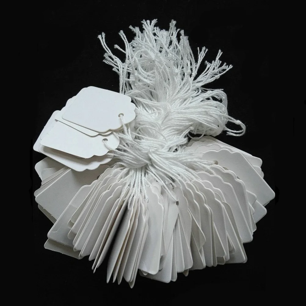 95/500/1000pcs White Marking Tags Price Tags Jewelry Clothing Display Tag Paper Price Labels With Hanging String