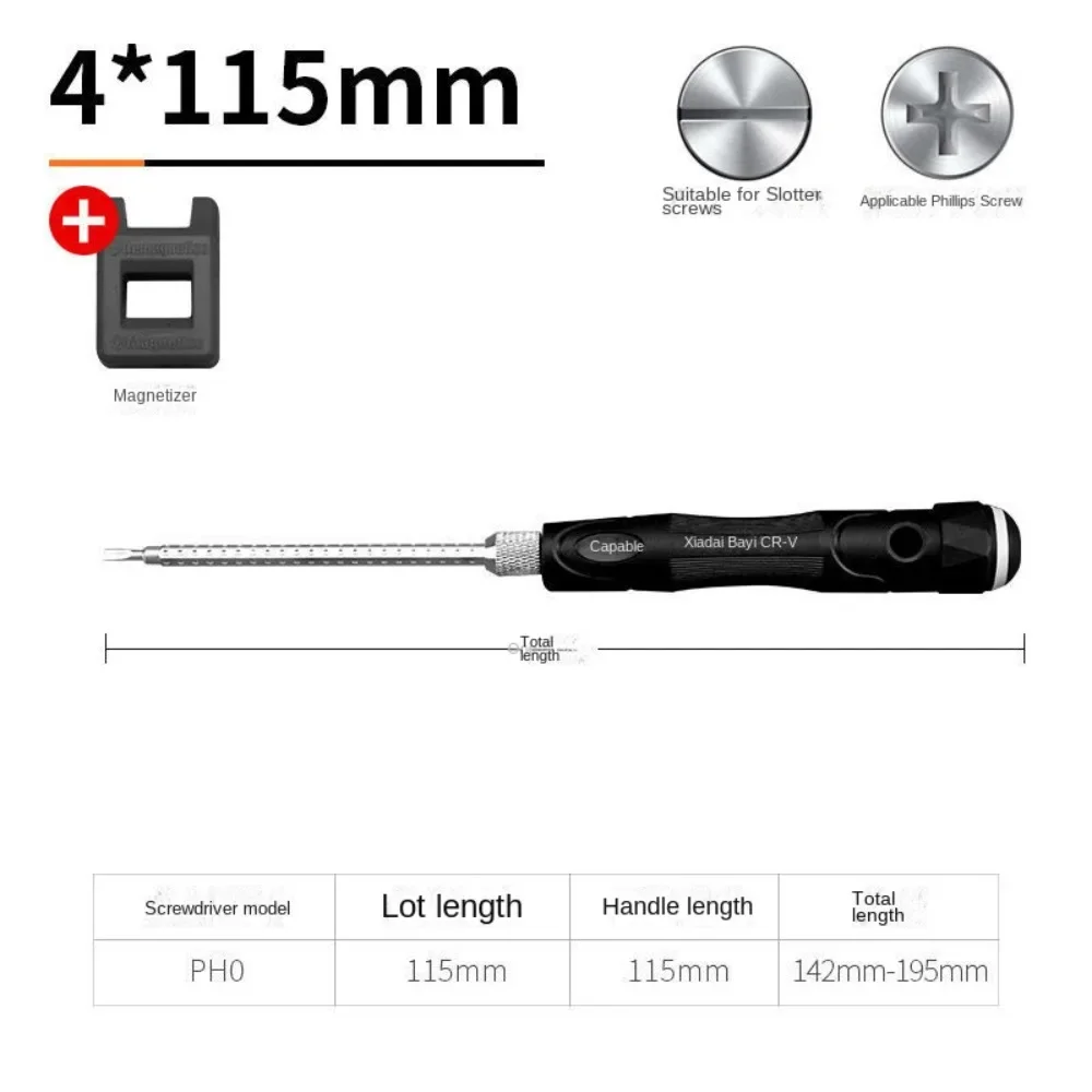 2mm Precision Mini Screwdriver Anti-static 360° Rotatable Phone Tablet Repairing Tools Set Slotted Phillips Thin Screwdriver
