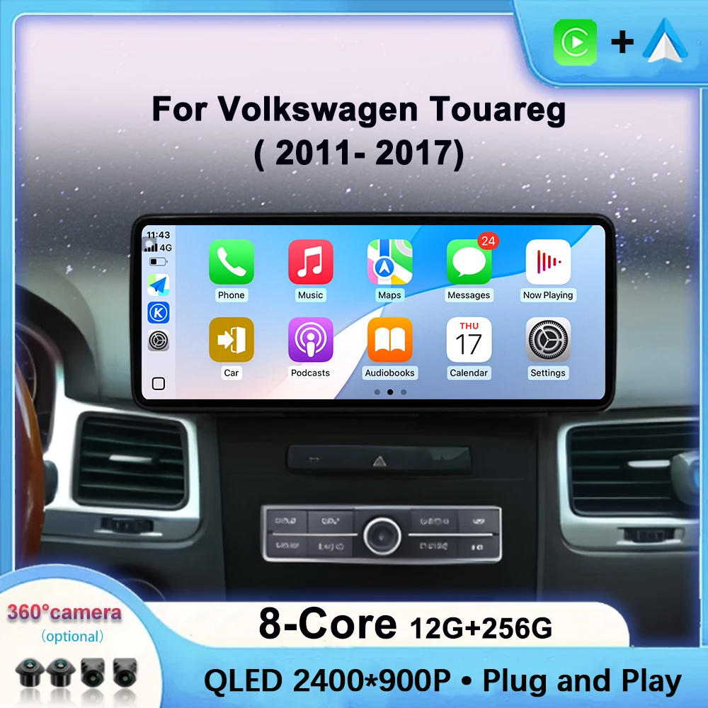 

Автомобильный видеомультимедийный плеер для Volkswagen Touareg 2011-2017 12,3 "Android 15 GPS-навигация DSP стерео беспроводной Carplay 4G WIFI