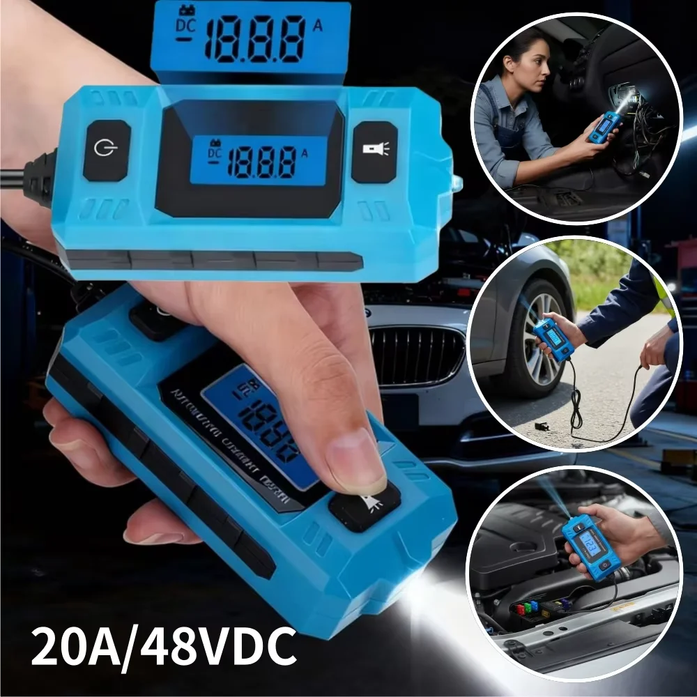 20A 48V Car Relay Fuse Blade Checker with LED Display Lighting Automotive Short Open Finder for Electrical Diagnostics