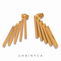 Five Layer Geometric Wing Shaped Earrings for Woman with Niche Design, Korean Style Stainless Steel Earrings