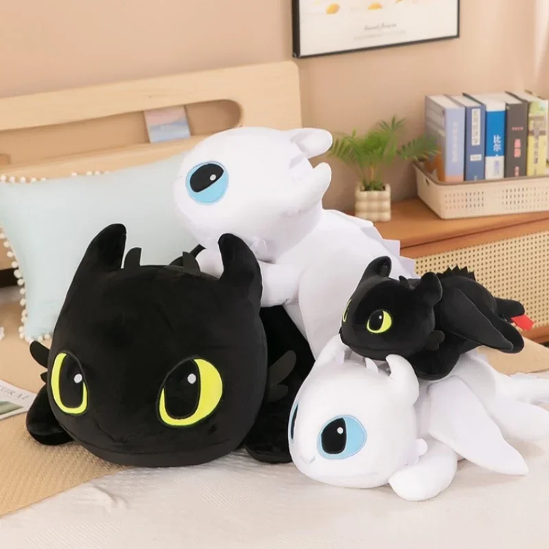 Large Dragon Toothless Plush Body Pillow Cute Cartoon Dragon Soft Decorative Furry Body Pillow Anime Sleeping Back Cushion Decor