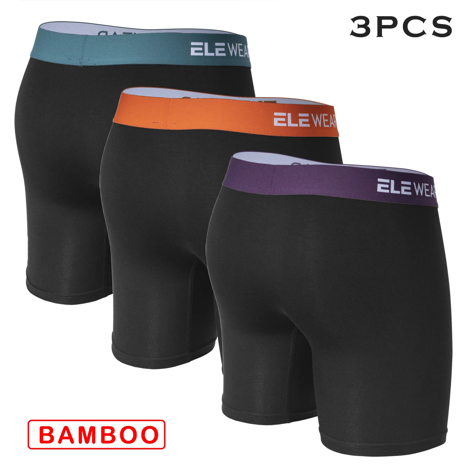 3 قطعة ملابس داخلية للرجال من الخيزران الملاكمين مع فتح تنفس Boxershorts الرجال سراويل داخلية حجم كبير الملاكمين الموضة موجز