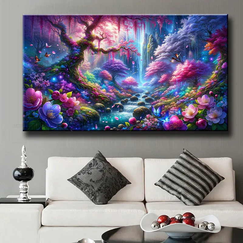 DIY Landscape Diamond Painting Flower Tree Picture Of Rhinestones Full Square Round Forest Diamond Mosaic Child Hobby ASF3124 view 2