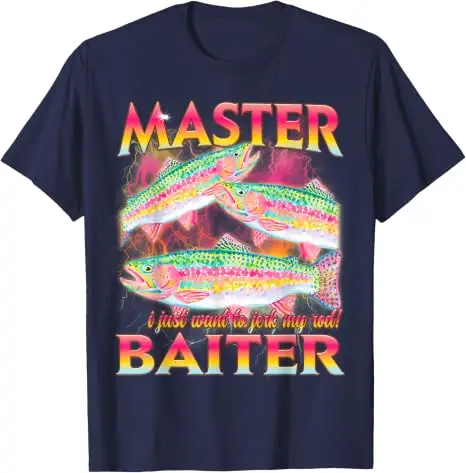 Master Baiter Lustiges, beleidigendes Angel-Meme-Grafik-T-Shirt Y2K Fischer Sarkastischer Witz Spruch T-Shirt Herren Outdoor-Kleidung Neuheit – Detail 7