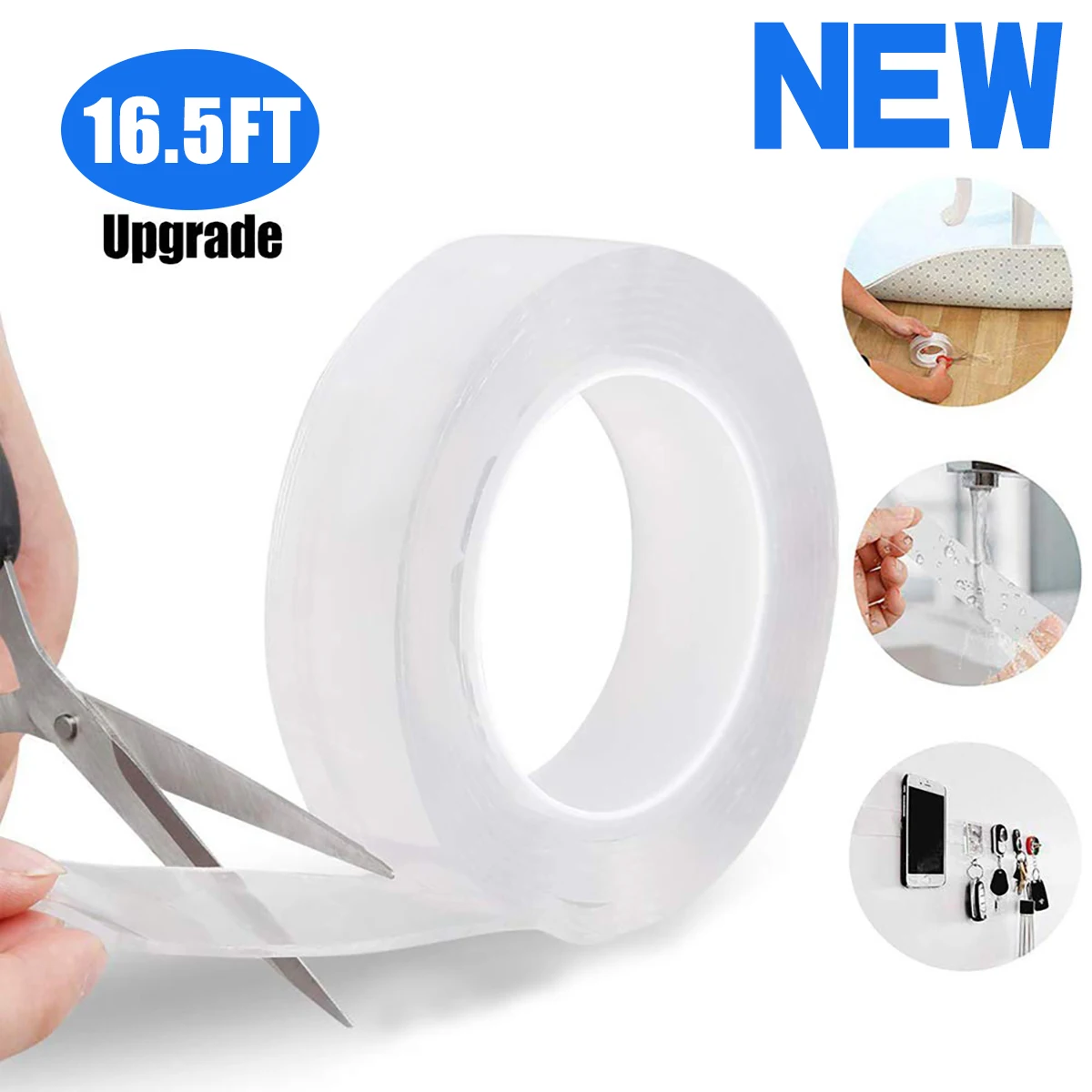 5M Ultra-strong Double-sided Adhesive Nano Tape Clear Removable Waterproof Extra Strong Sticky Strip Heavy-duty Two Side Tape