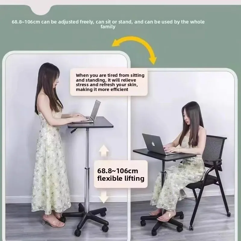 Modern Mobile Adjustable Desk, Dormitory Workstation, Small Bedside Table with Casters