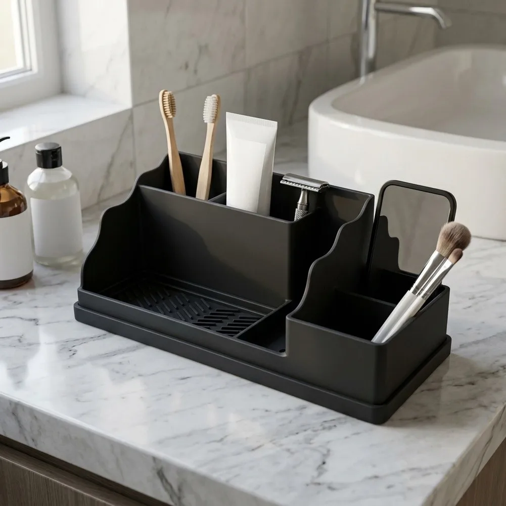Waterproof Silicone Bathroom Rack Storage Tray Detachable Drain Tray Silicone Bathroom Rack Flexible Silicone Material