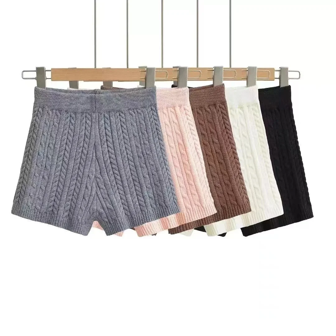 Fashion Woolen Knitted Shorts Women Hot Pants Fit Yoga Home Sport Slim Casual Elastic Waist Knit Pants