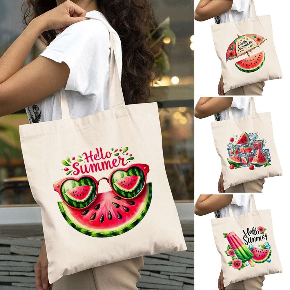 

Casual Watermelon Surfboard Lady Shopper Bags Double Print Sunglass Women Daily use Shoulder Handbag Ice Cream Girl Shopping Bag