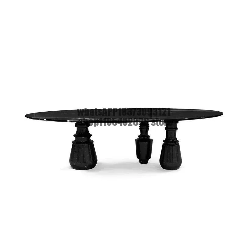 Natural marble dining table designer luxury living room home oval table meal