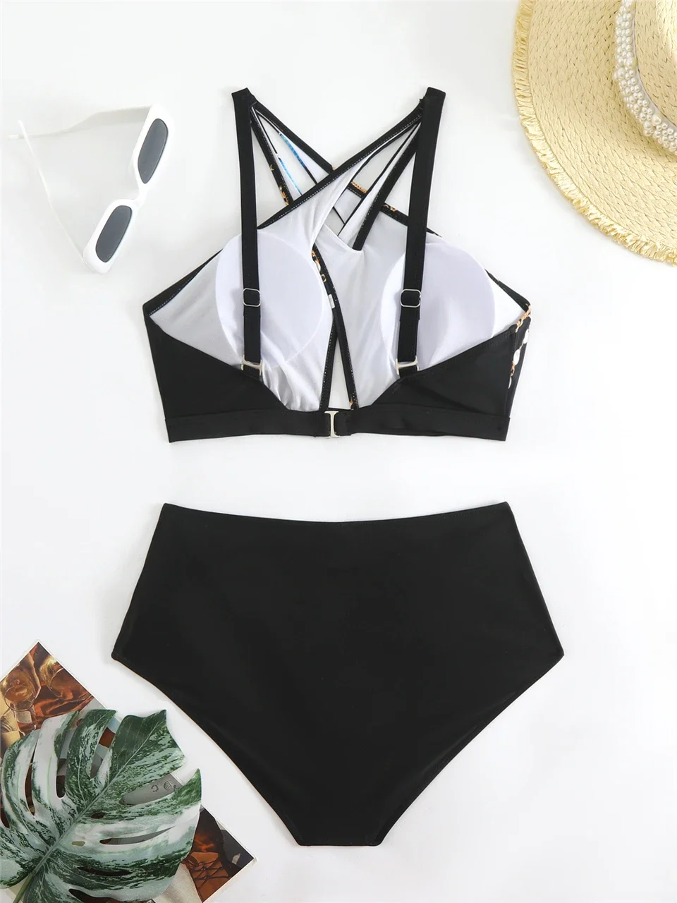 ด้านหน้าบิกินี่ 2024 ผู้หญิง Hollow OUT ชุดว่ายน้ําเซ็กซี่พิมพ์ชุดว่ายน้ําฤดูร้อน Beachwear หญิง Bathers ชุดว่ายน้ําว่ายน้ําชุดว่ายน้ํา