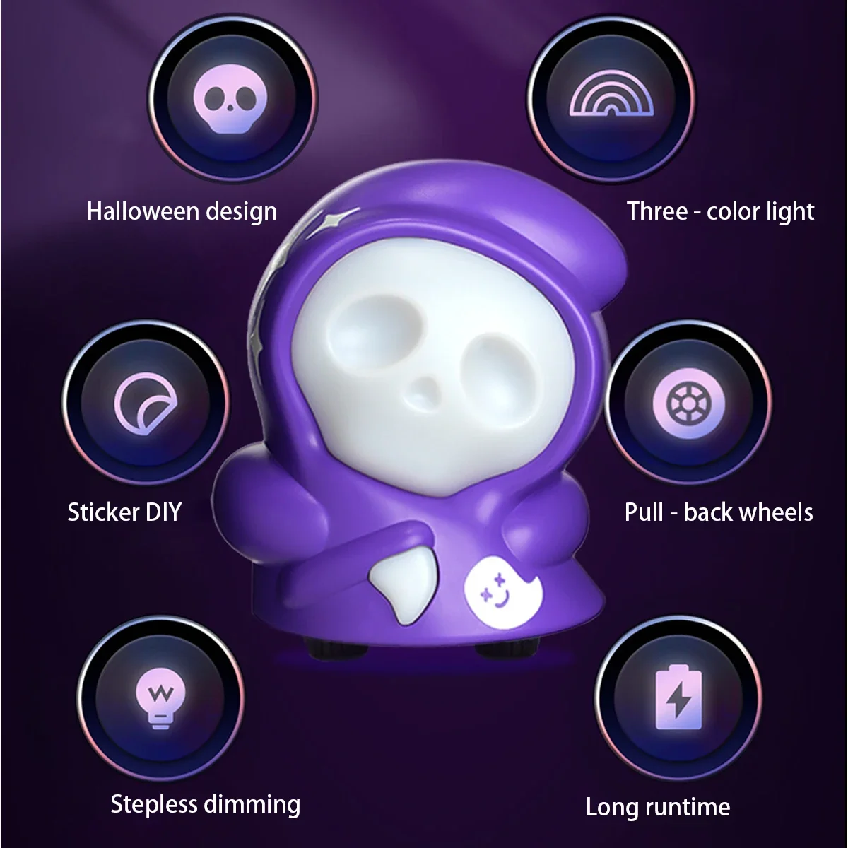 Pop Creative Led Night Light Halloween Ghost Lamp Decorative Lights Rechargeable Portable Grim Reaper Toy Kids Gifts Toys Atmosp