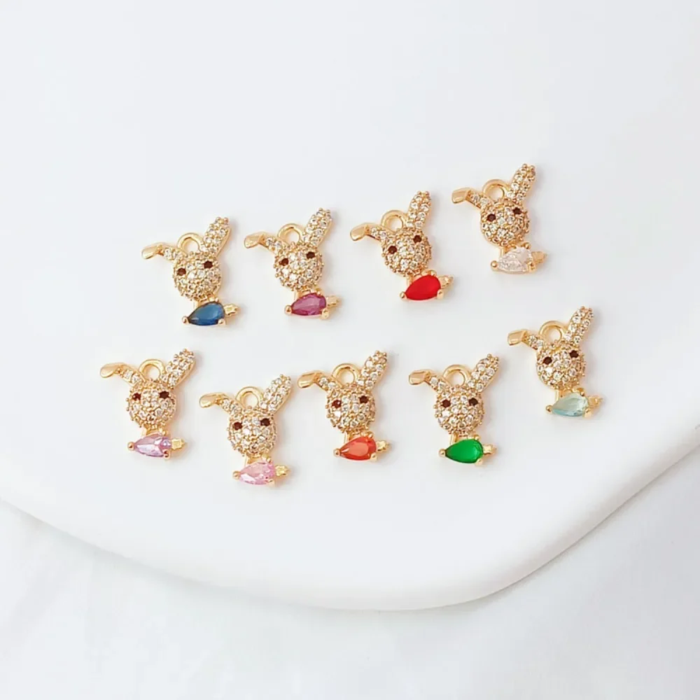 

14K Gold-plated Micro-inlaid Zircon Crystal Cute Little Rabbit Pendant, DIY Handcrafted Bracelet Necklace Pendant