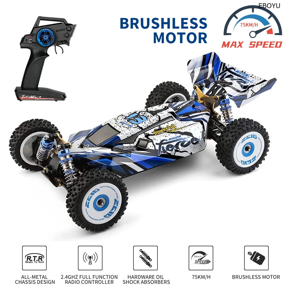 WLtoys 124017 RC Car 1:12 Scale 2.4GHz 4WD Brushless Motor 75km/h High Speed Racing Car Off-Road RC Buggy Drift Car RTR Gift Toy