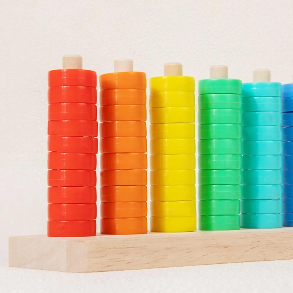 Fast-paced Stacking Toy Wooden Rainbow Ring Toss Game for Toddlers Preschool Color Matching Toy Educational Stacking Sorting