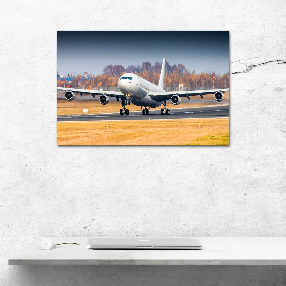 Passenger Airplanes Airbus A340 Wallpaper Wall Art Airliner Posters Canvas Cloth Fabric Print Painting for Home Decor Picture