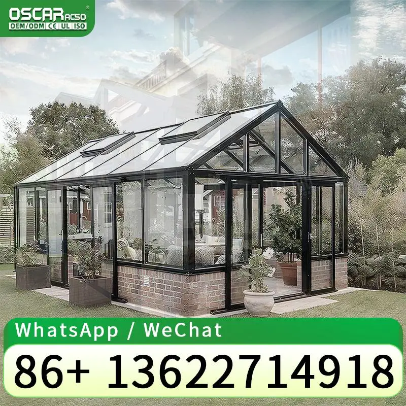 Modern Design Retractable Patio Sunroom with Waterproof Polycarbonate Glass Slant Roof Molding for Backyard Garden Balcony sunro