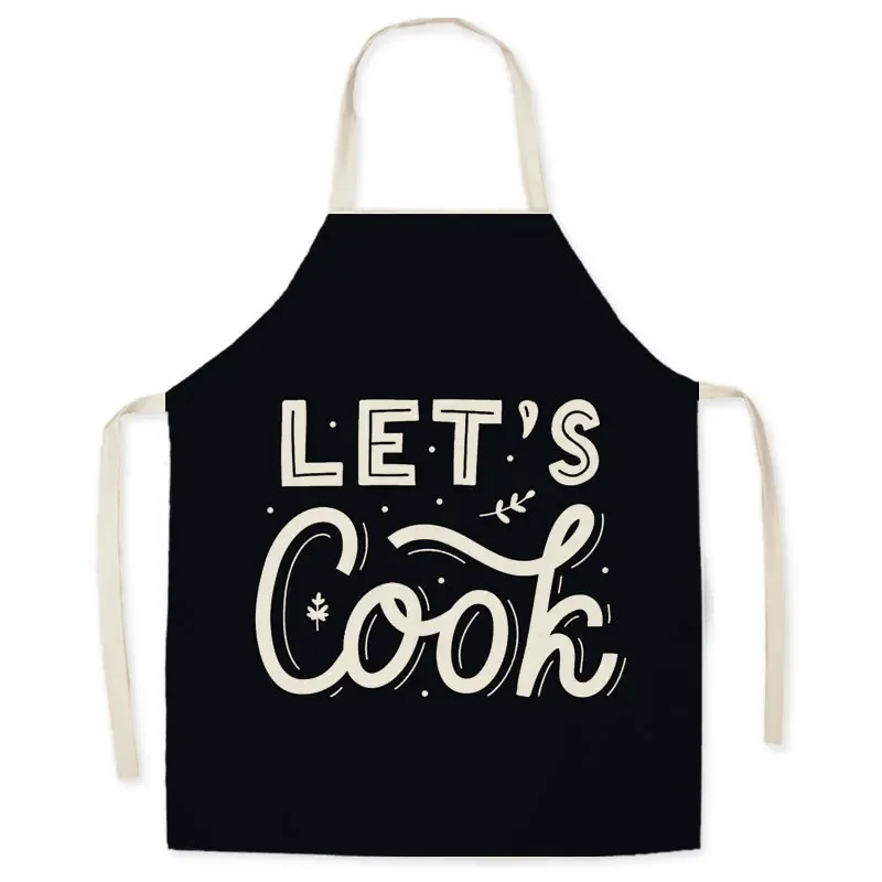 Black Printed Kitchen Apron Sleeveless for Child Adult Women Men Home Cleaning Tools Waist Aprons Baking Home Accessories Baking