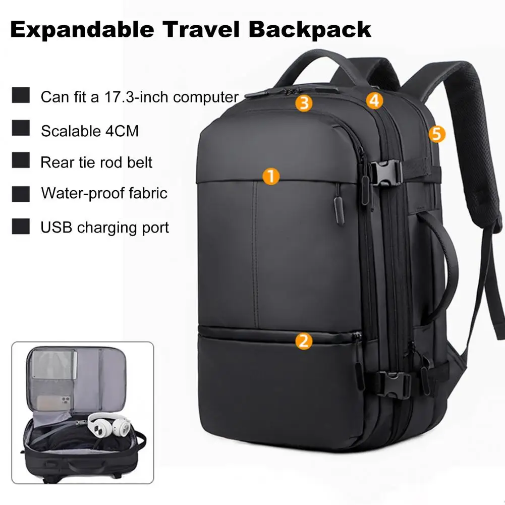 Travel Backpack Expandable Laptop Bag USB Charging Anti Theft Lock Waterproof Wet Dry Separation Weekender Carry On Business