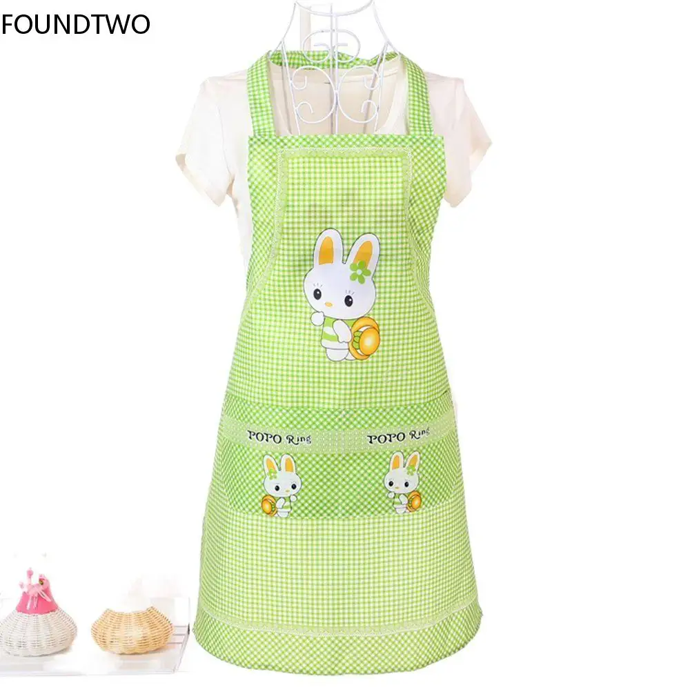 Cute Cartoon Rabbit Kitchen Apron for Men Women Home Cleaning Tools Pink White Waterproof Apron Cotton Linen Easy to Clean House