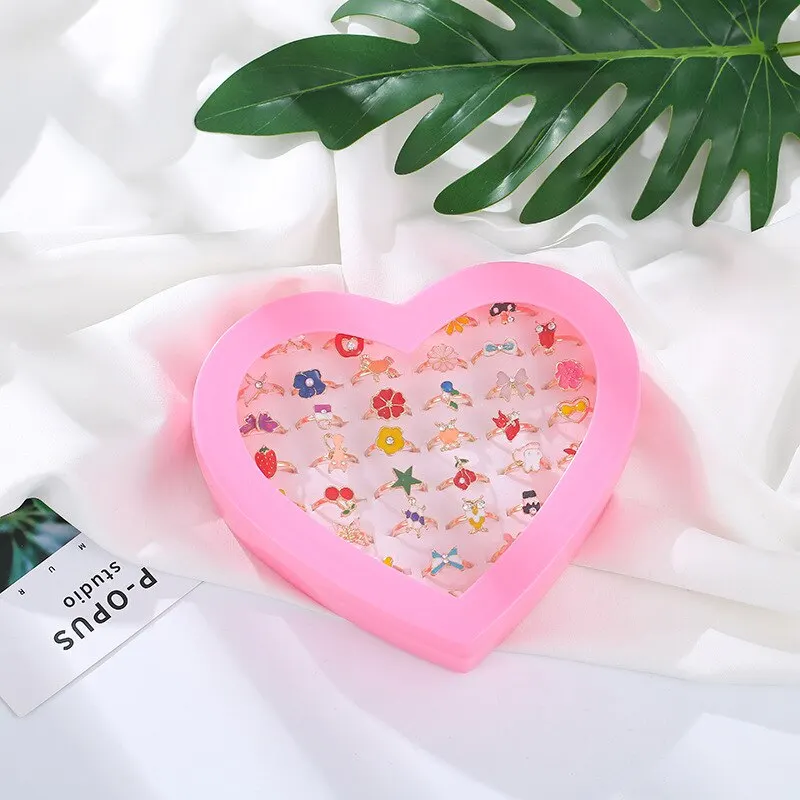 Anelli Regolabili Carini per Bambine, Giocattoli per il Trucco, Gioielli in Cristallo Cartoon, Anello in Lega Smaltata a Forma di Animale, Regalo per Ragazze