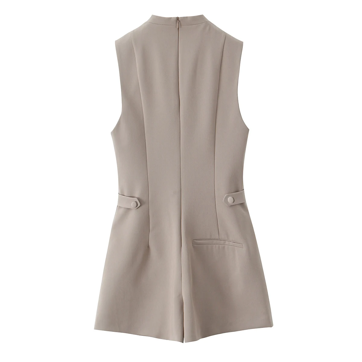 

Summer New Women's round Ne Svel Button Simple Slim Fit Casual Jumpsuit orts 256550 High Waist Cotton Blend Fabric