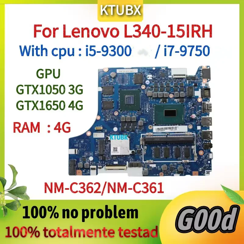 NM-C361 สำหรับแล็ปท็อป Lenovo L340-15IRH/L340-17IRH: แผงวงจรหลักคุณภาพสูง พร้อม CPU i5-9300 และ GPU GTX1050/GTX1650 ที่ใช้งานได้จริง