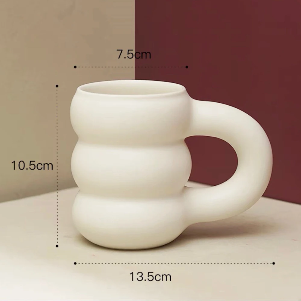 450ml/15oz Tire Coffee Mug Ceramic Pudgy Cup Funny Multilayer Tire Nordic Mug Korean Style Mug Thick Handle Home Cafe Tea Cup