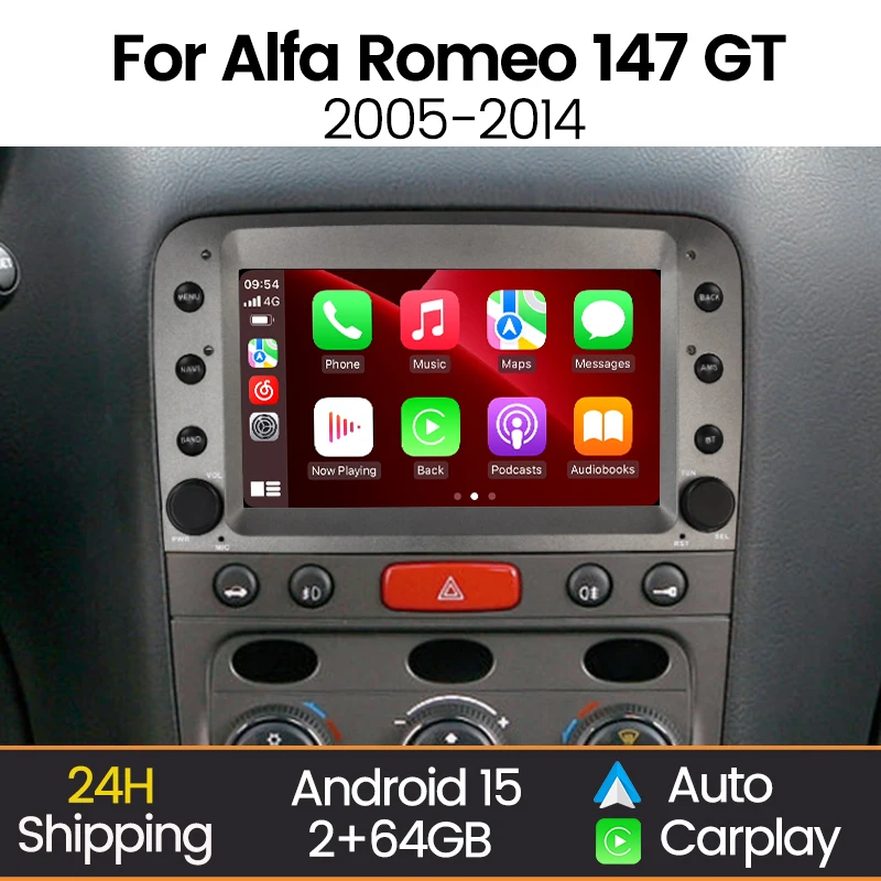 Radio para Auto MEKEDE con Android Auto y Carplay, Reproductor Multimedia para Alfa Romeo 147 GT 937 2005-2014, GPS, Navegación, Video