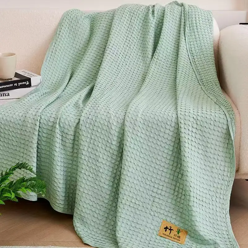 100% Bamboo Fiber Blanket Cooling Antibacterial Towel Quilt Summer Solid Color Bedding For Children Single Double Bed Blanket