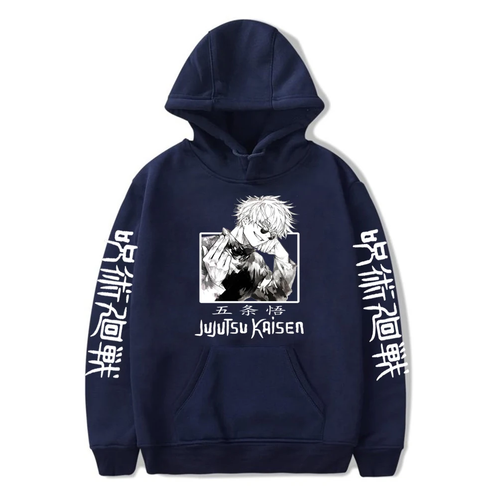 Jujutsu Kaisen-Sudadera con capucha para hombre, Jersey holgado de manga larga con estampado de Gojou Satoru, estilo Hip Hop y Anime, ropa Harajuku