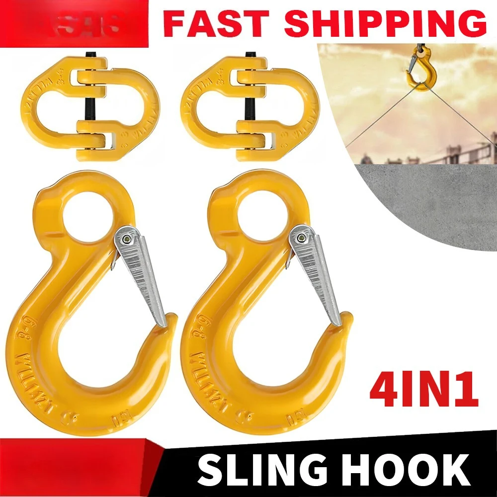 2X 8mm Hammerlock + Eye Sling Hook Kit - Heavy Duty Safety Chain Connector for Caravan Camper Trailer Tow Extension