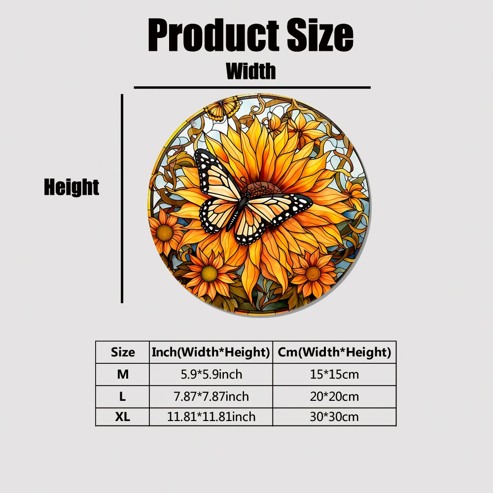 

1 pc pretty sunflower with Butterfly Round Acrylic Signboard Sewing Machine Window Hanging Decoration Textile Artist Gift Sign