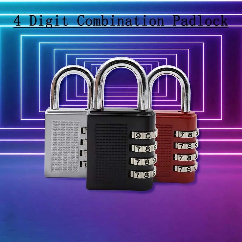 4 Digit Combination Padlock Keyless Password Zinc Alloy Code Door Lock For Luggage File Cabinet Gym Swimming Pool Drawer Locker