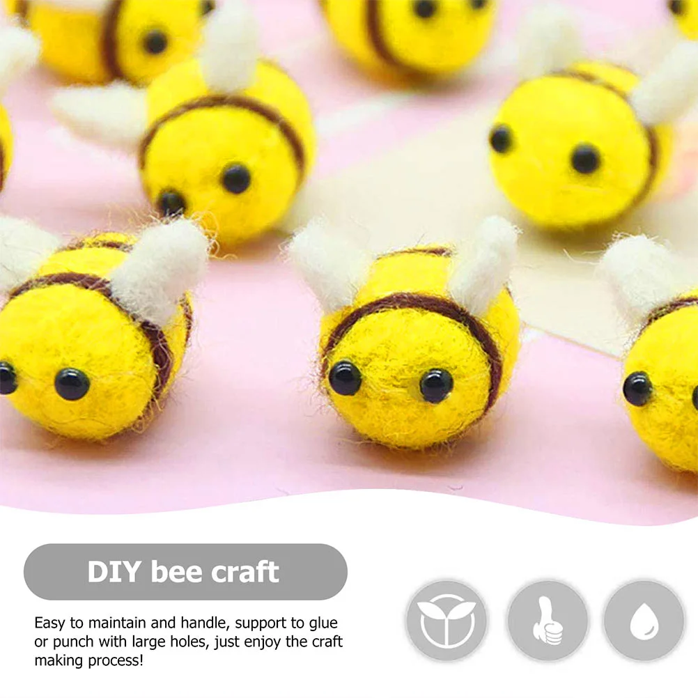 

30pcs Wool Felt Bee Craft Decorations Diy Accessories For Party Wall Room Gift Scrapbooking Mini Bees Embellishments
