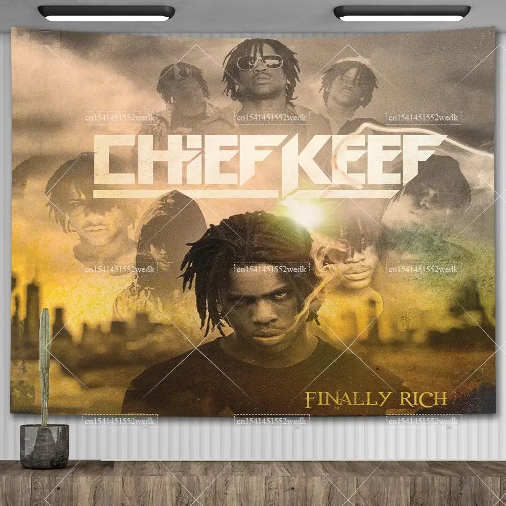 Chief Keef In The Garden Of Eden Wall Hanging Tapestry Hippie HipPop Rapper Tapestries Meme Aesthetic Bedroom Decoration