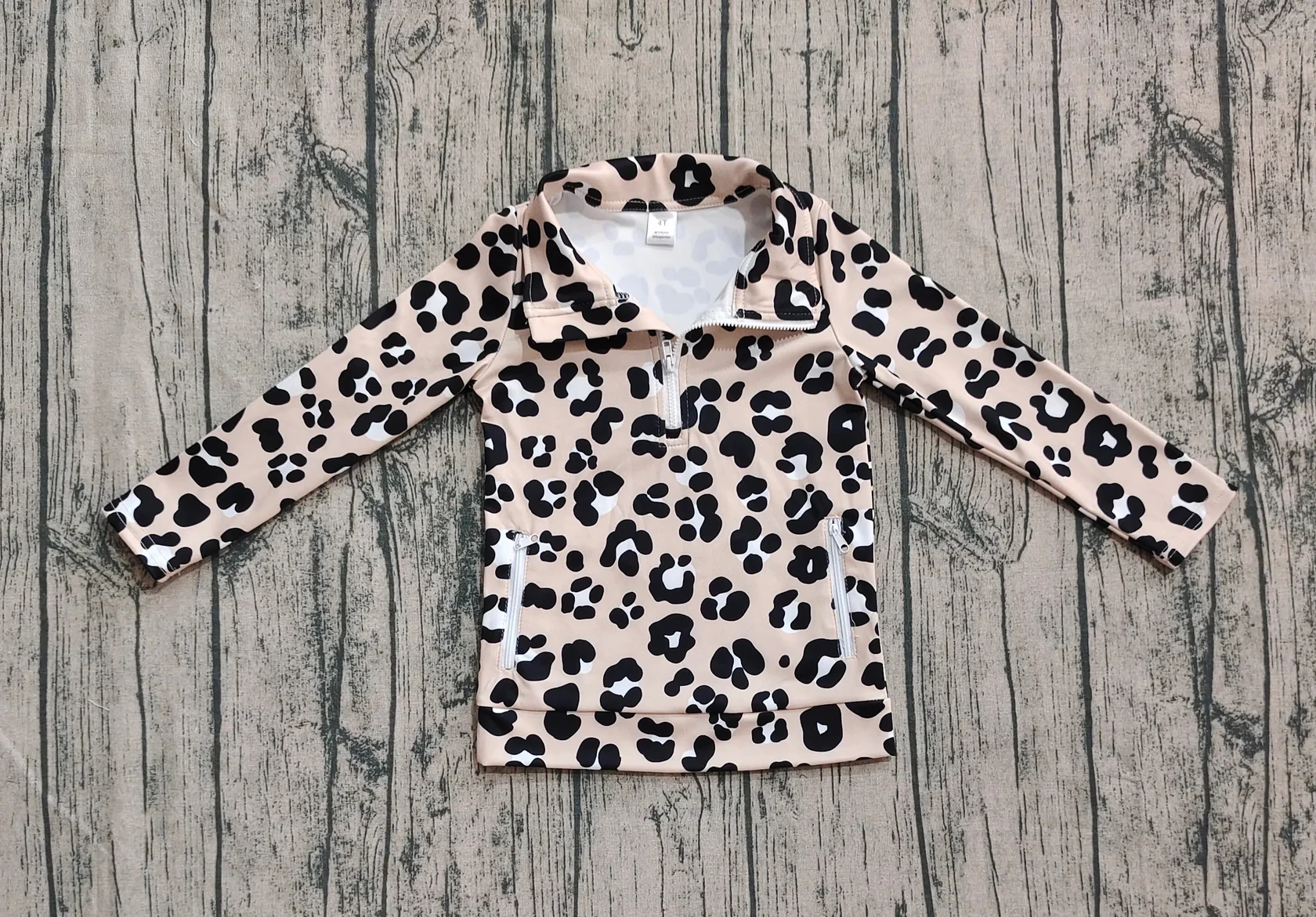 Baby Yoga Clothing - ベビーキッズ女の子用ジッパーポケットヨガアクティブウェア服レオパードスウェットシャツ子供幼児長袖スポーツウェア卸売