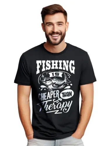 Fishing is Cheaper Than Therapy t-shirt - Reel in the Laughs! Funny t-shirt, Uni