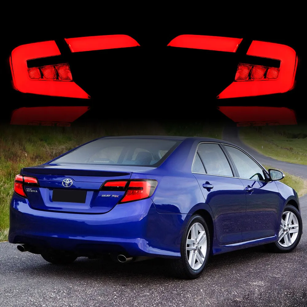Pair LED Tail Lights Smoked For Toyota Camry 2012-2014 Rear Lamps Assembly