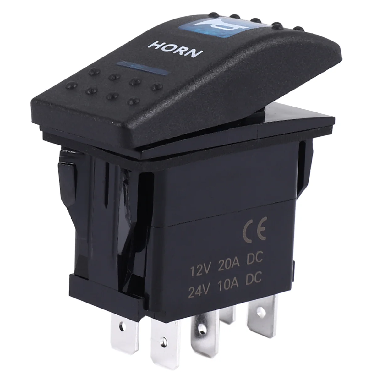 Imagem -03 - Padrão de Chifre de Luz Azul Led Rocker Toggle Switch 12v 20a 24v 10a Pin Carro Barco