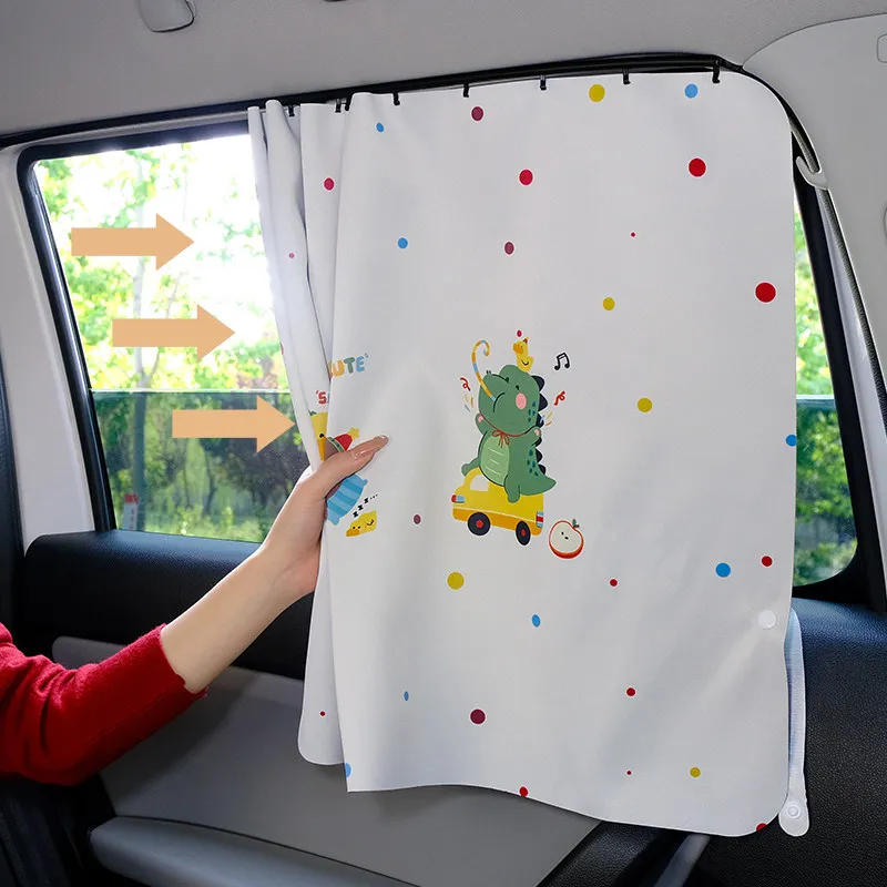 Kids Cartoon Dinosaur Car Curtain Sun Shade UV Protection Auto Window Cover for Baby Child Safety Travel Accessories