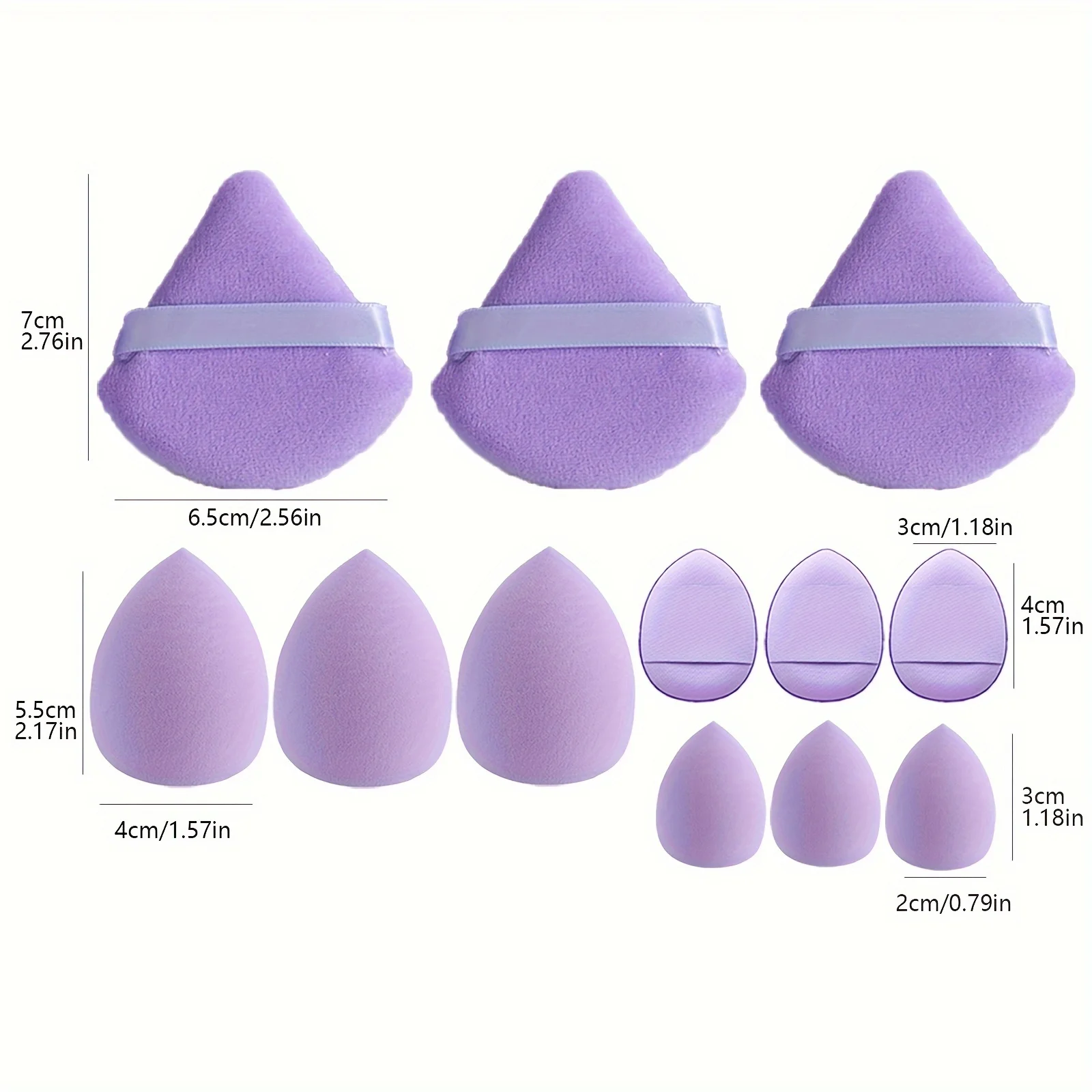 Maquiagem Esponja Puff com Dedo Puffs, Soft Beauty Blender, Triangular Maquiagem Puff, Diário e Uso de Viagem, 12 PCs/Set