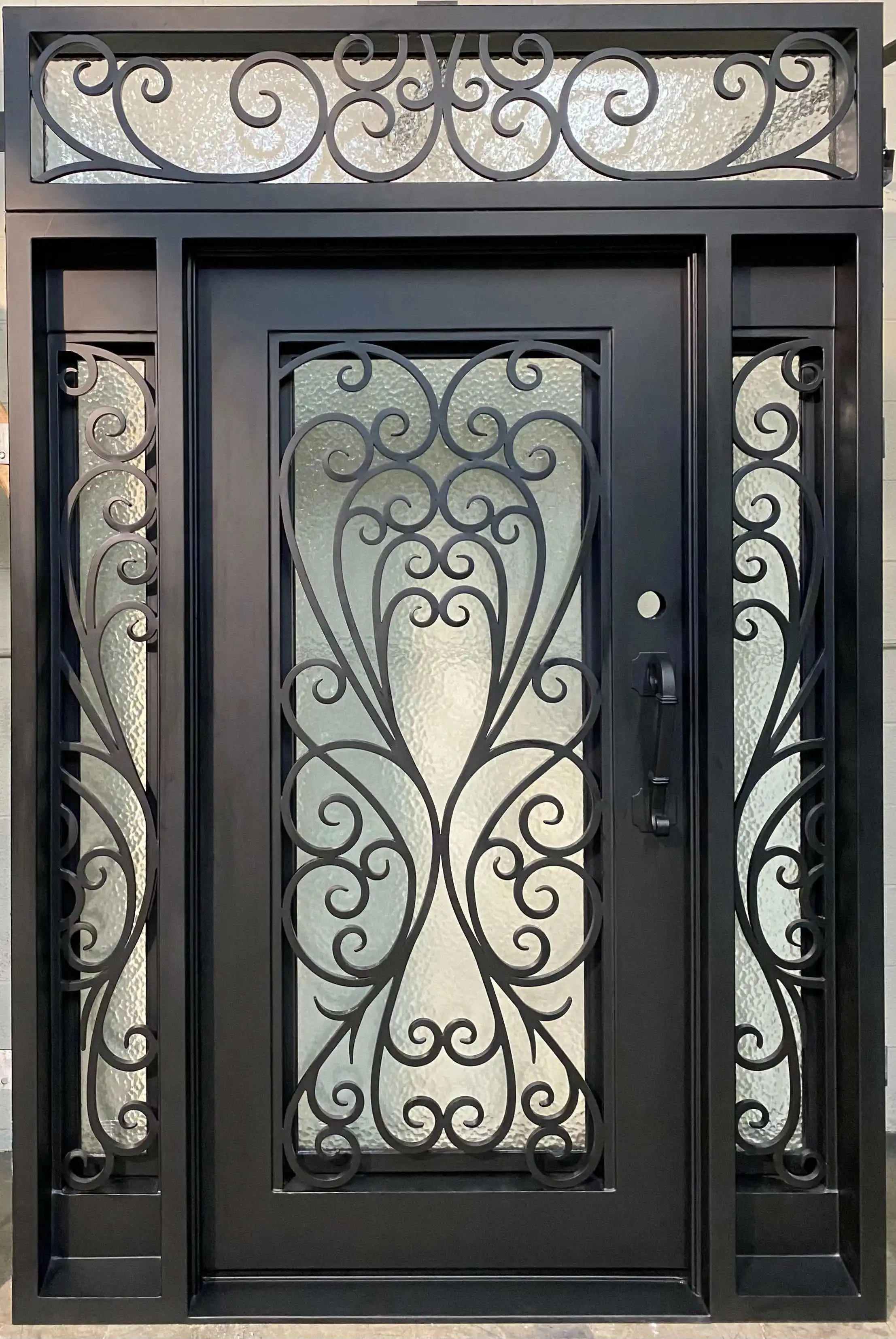 Customization Factory Wholesale Iron Front Door Design Iron Single Door Design With Sidelights Wrought Iron Door