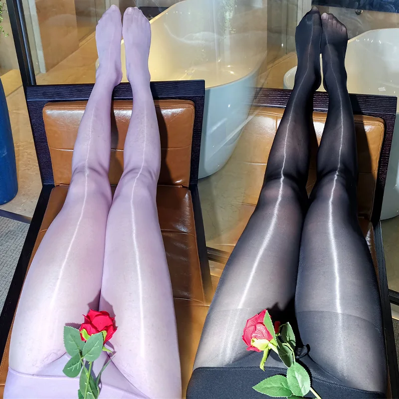 New Design Men Autumn Trousers Seamless Glow Silk Stockings Pantyhose Ultra Thin Invisible Full Transparent Bright Sexy Socks