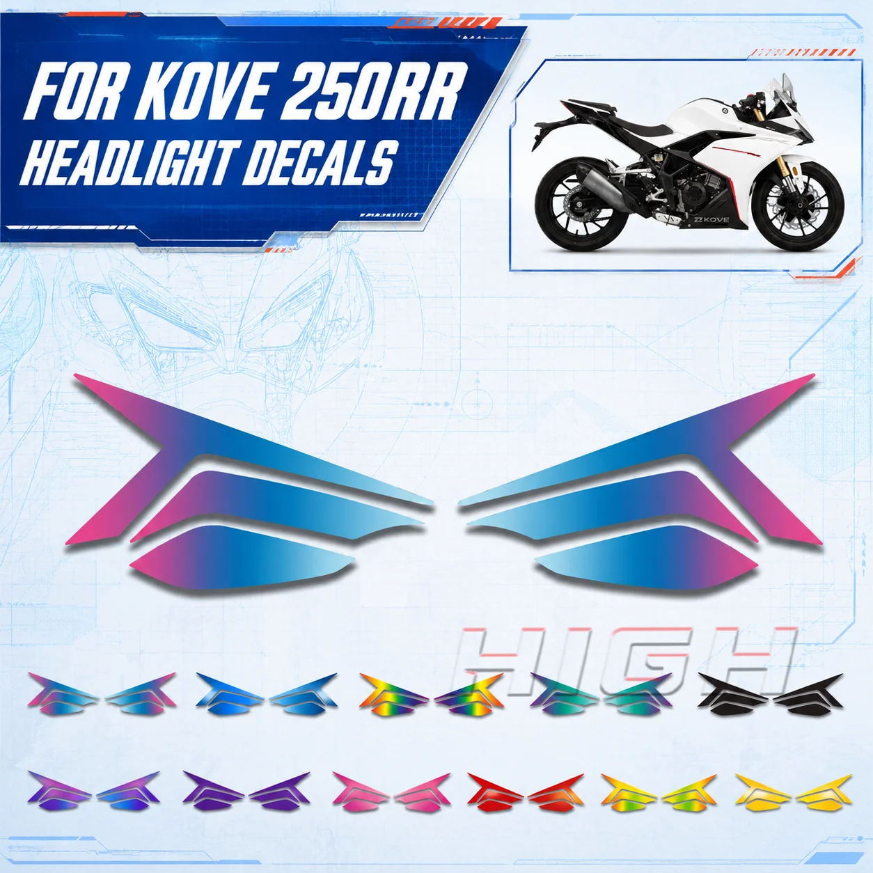 Headlamp Protection Sticker Color Change Tint Film Lamp Lens Decor Decal FOR KOVE 250RR RR 250