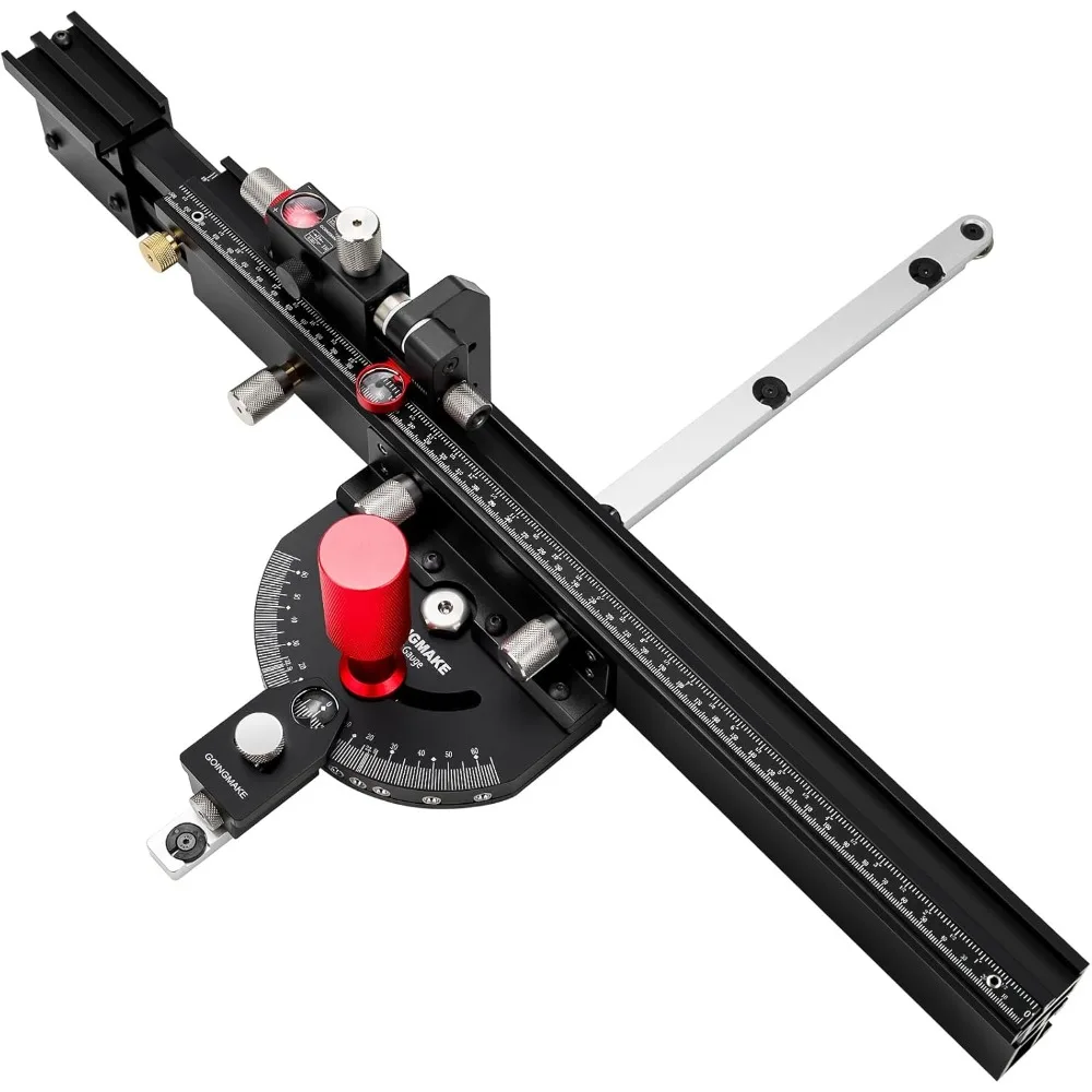 

Угловой упор для циркулярной пилы с микрорегулировкой, откидной стойкой и быстрым угловым ограничителем для распиловки древесины под прямым и угловым углом